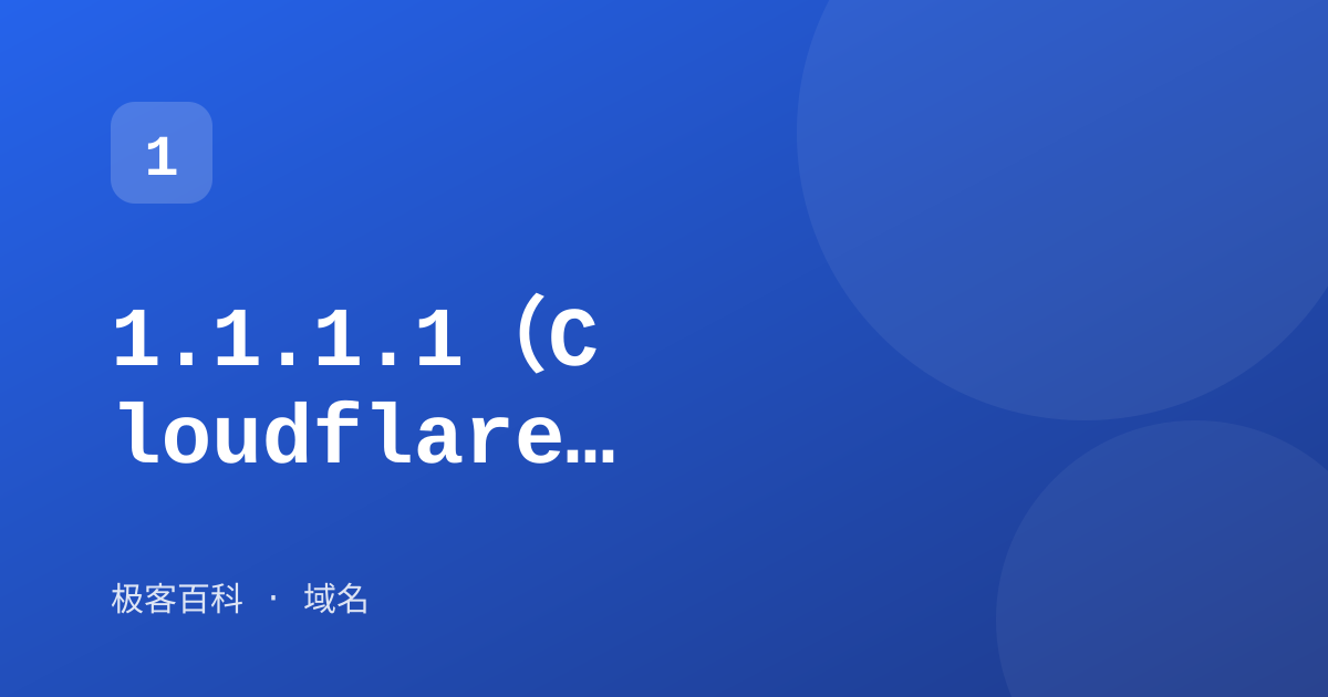 1.1.1.1（Cloudflare DNS）