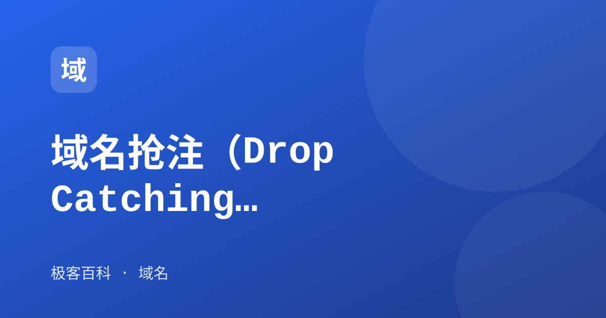 域名抢注（Drop Catching）