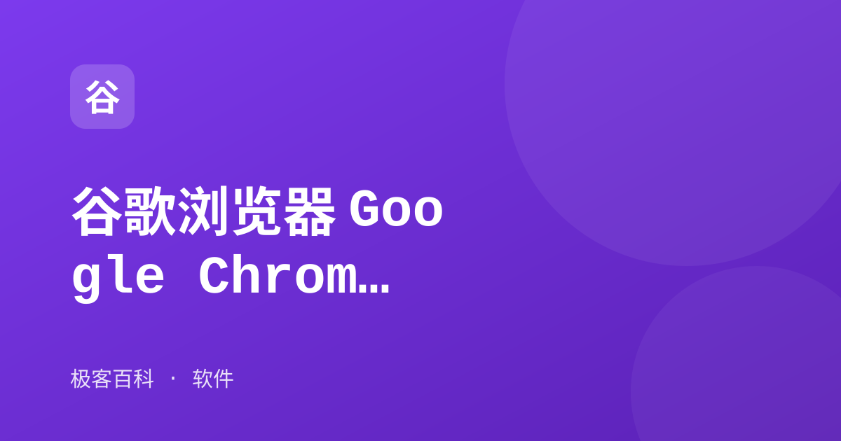 谷歌浏览器 Google Chrome