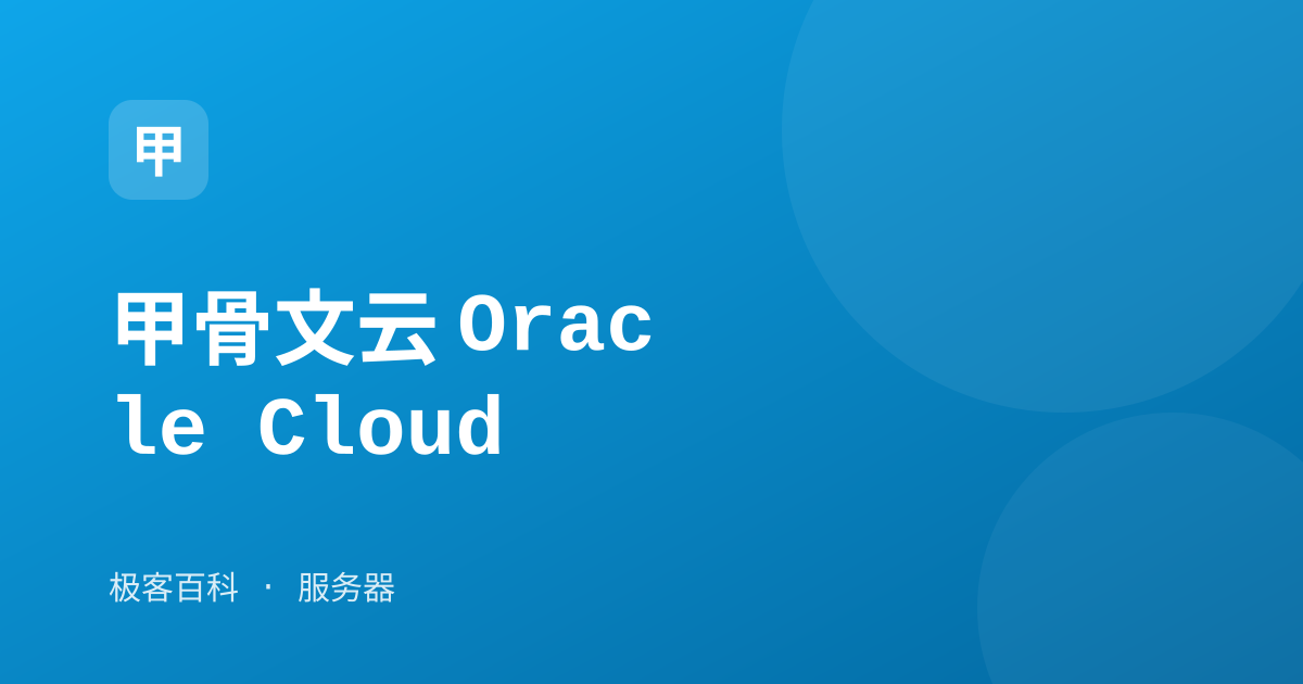 甲骨文云 Oracle Cloud
